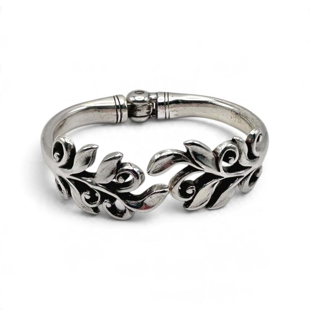 Vintage Brighton Laurel Myth Leaf Hinged Clamper Bangle Bracelet Retired